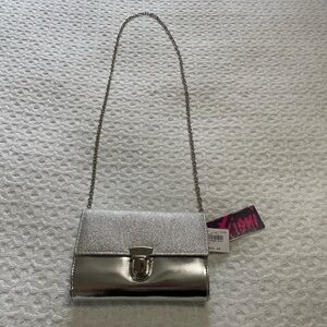 Glamorous Silver Clutch with Chain Strap